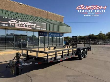 New #157253 2027 LAMAR U6 22 X 83 HEAVY DUTY SQUARE TUBE TOP 14K UTILITY TRAILER W/ STAND UP RAMPS