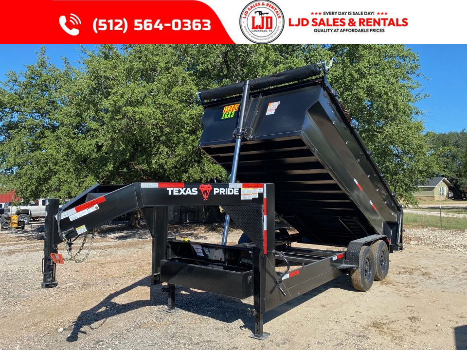 New 2026 Texas Pride - 16'x3' Dump Trailer- Tarp - 16K GVWR - Spreader - Ramps