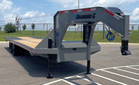 New Diamond C 32' FMAX 212 Gooseneck Flatbed Trailer w/ Hydraulic Dove, 25.9K GVWR, ABS Brakes, Spare