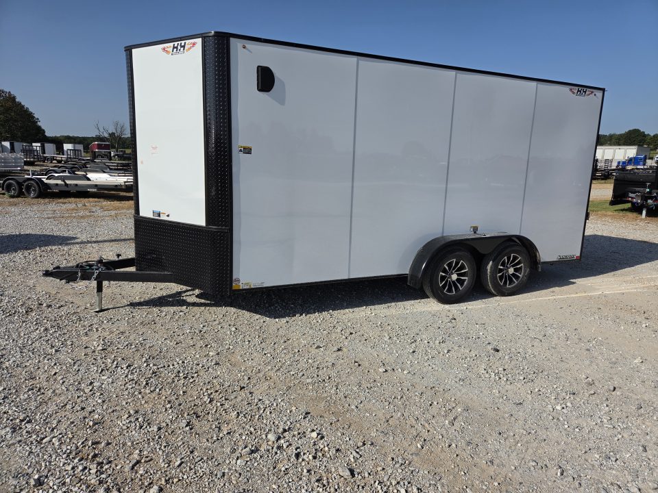 New 2027 H&H 7X16 TANDEM 7K CARGO W/BLACKOUT TRIM SCREWLESS EXTERIOR 7' HEIGHT & RAMP DOOR