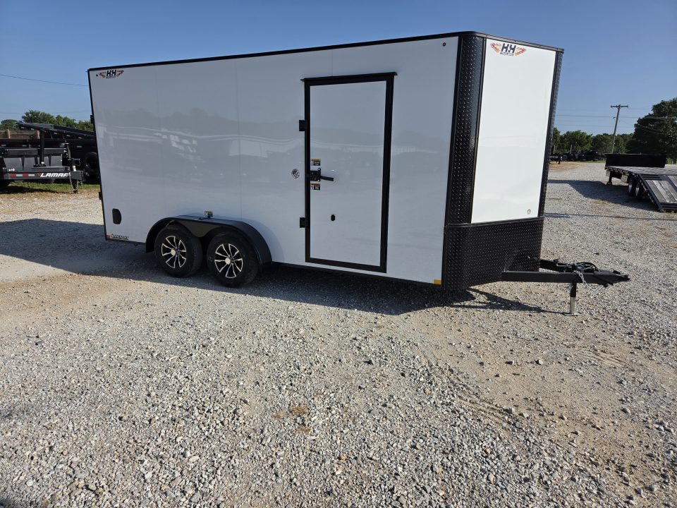 New 2027 H&H 7X16 TANDEM 7K CARGO W/BLACKOUT TRIM SCREWLESS EXTERIOR 7' HEIGHT & RAMP DOOR