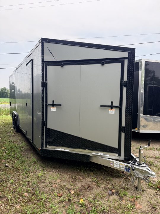 New 2027 Lightning 8.5 x 24 ( 8.5 X 27 ) Enclosed All Aluminum Combo Car Hauler with FRONT Ramp 10K GVW 7ft Interior Height - Black Out Package