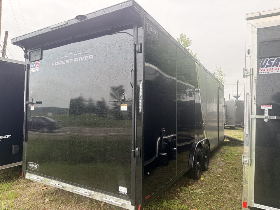 New 2027 Lightning 8.5 x 24 ( 8.5 X 27 ) Enclosed All Aluminum Combo Car Hauler with FRONT Ramp 10K GVW 7ft Interior Height - Black Out Package