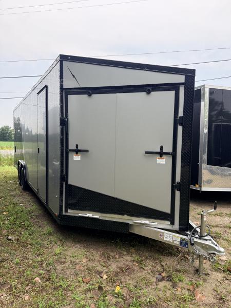 New 2027 Lightning 8.5 x 24 ( 8.5 X 27 ) Enclosed All Aluminum Combo Car Hauler with FRONT Ramp 10K GVW 7ft Interior Height - Black Out Package