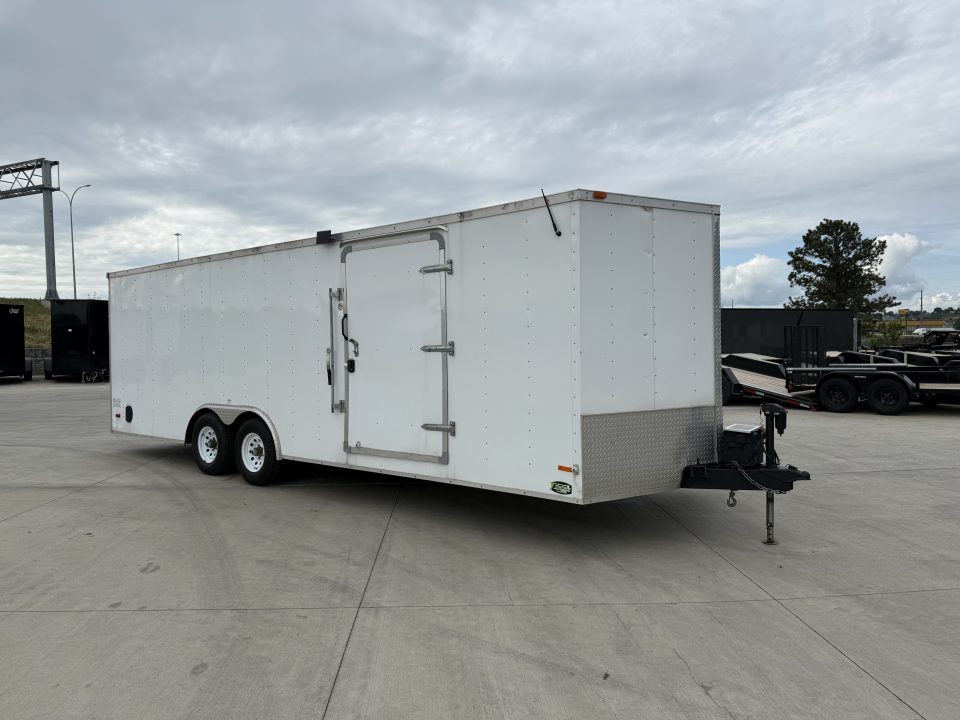 Used USED 2014 RC 8.5x24+2v dovetail enclosed cargo car hauler trailer Rear Ramp Door