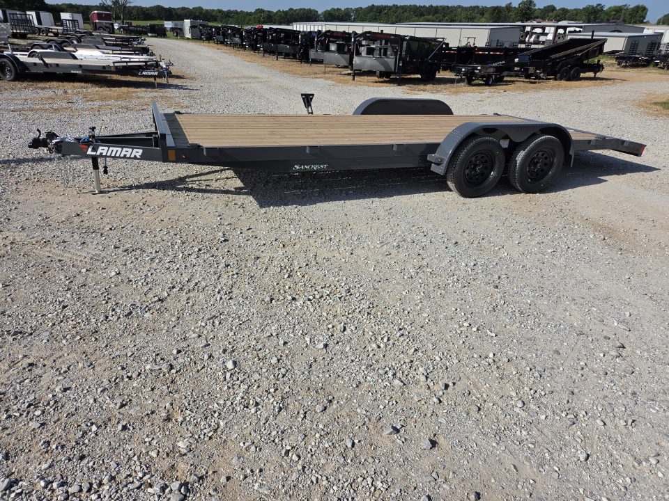 New 2027 Lamar 83X20 TANDEM 7K CAR HAULER W/2' STEEL DOVE & SLIDE OUT RAMPS