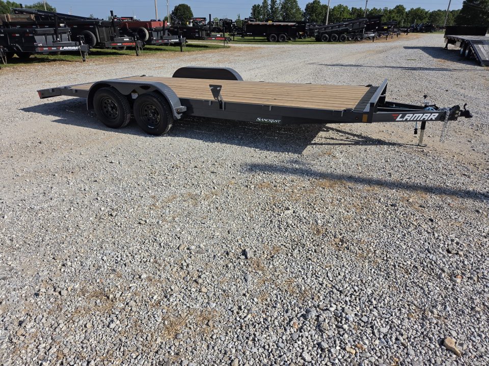 New 2027 Lamar 83X20 TANDEM 7K CAR HAULER W/2' STEEL DOVE & SLIDE OUT RAMPS