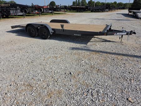 New 2027 Lamar 83X20 TANDEM 7K CAR HAULER W/2' STEEL DOVE & SLIDE OUT RAMPS