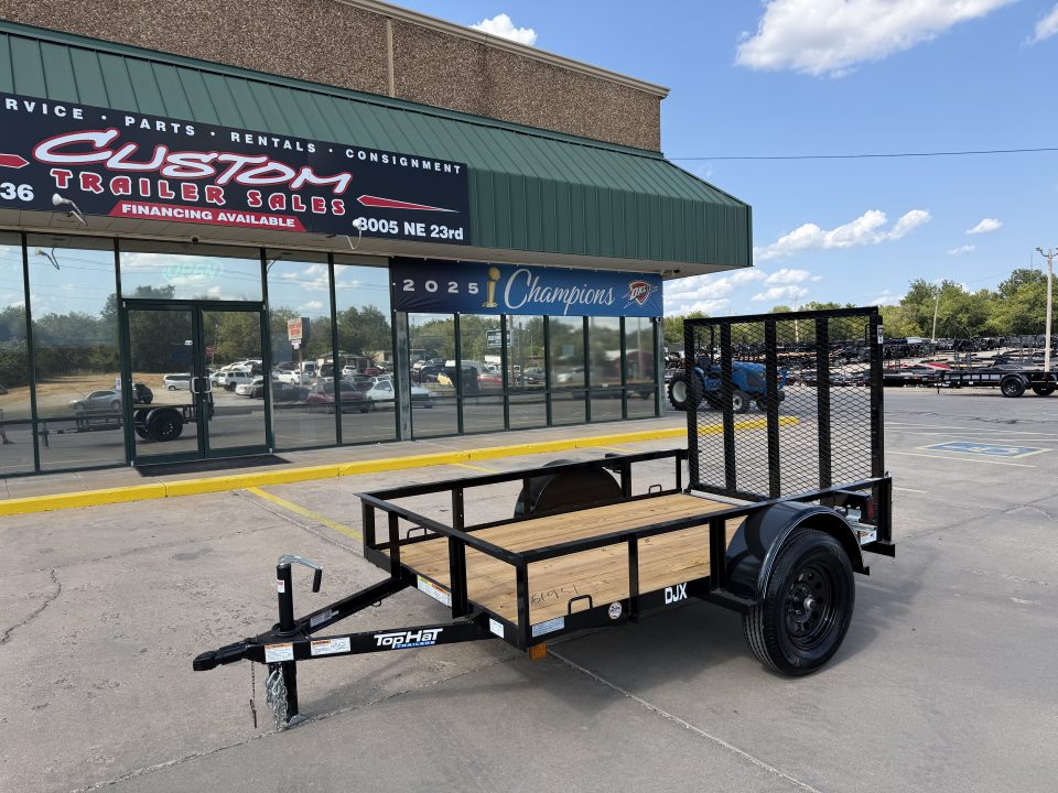 New #266194 2026 TOP HAT DJX 5 X 8 SINGLE AXLE ANGLE TOP 3.5K UTILITY W/ 48" RAMP GATE