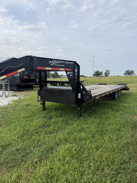 Used 2017 Starlite TANDEM GN W / MAX FLIP OVER RAMPS 102X25 Flatbed Trailer