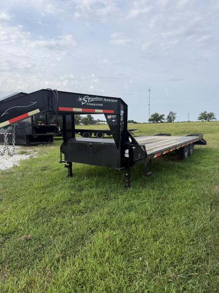 Used 2017 Starlite TANDEM GN W / MAX FLIP OVER RAMPS 102X25 Flatbed Trailer