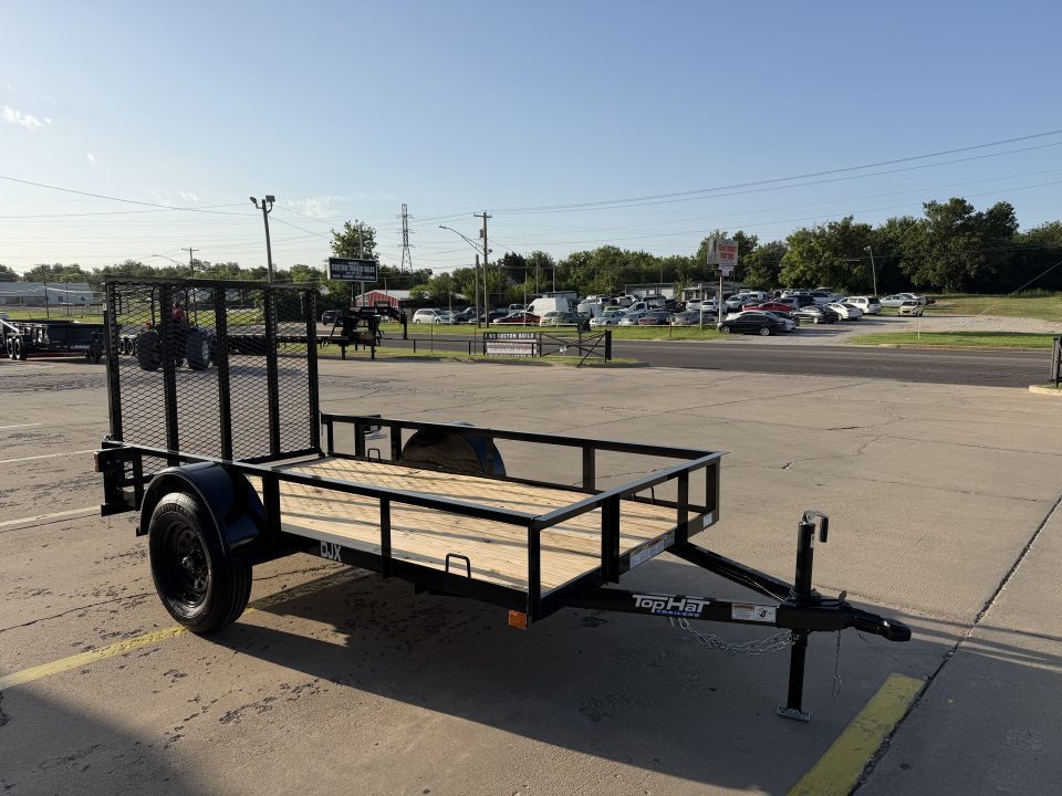 New #265867 2026 TOP HAT DJX 5 X 10 SINGLE AXLE ANGLE TOP 3.5K UTILITY W/ 48" RAMP GATE