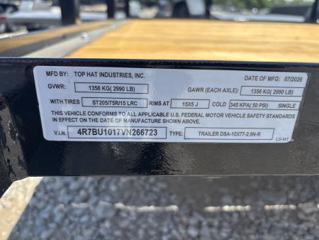 New #266723 2026 TOP HAT DSA 10 X 77 SINGLE AXLE ANGLE TOP 3.5K UTILITY W/ RAMP GATE