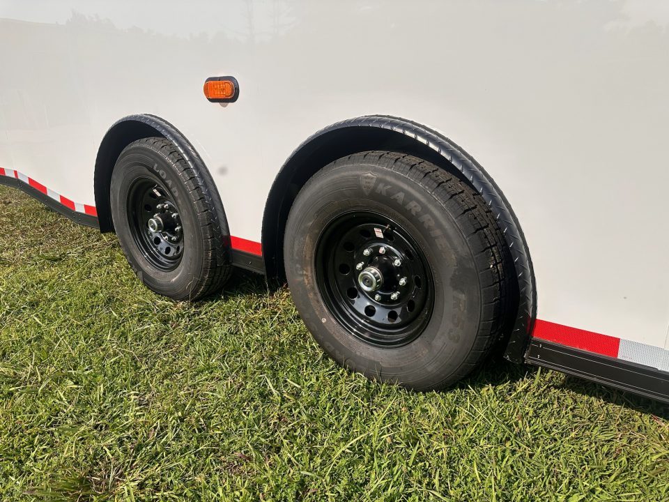 New 2026 Luxe 8.5x28 Car Hauler 7000lb Spread Torsion - Full Escape Door-Removable Fender Car / Racing Trailer
