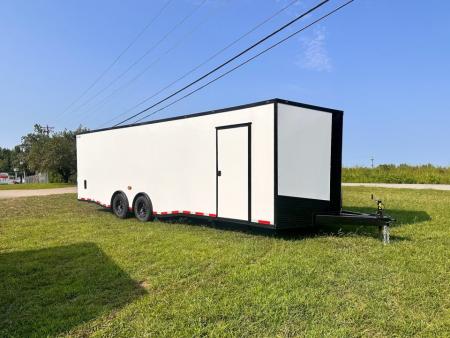 New 2026 Luxe 8.5x28 Car Hauler 7000lb Spread Torsion - Full Escape Door-Removable Fender Car / Racing Trailer