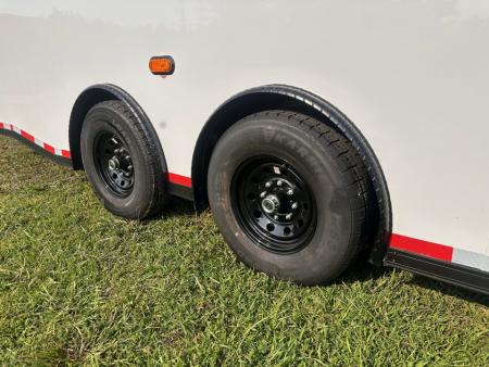 New 2026 Luxe 8.5x28 Car Hauler 7000lb Spread Torsion - Full Escape Door-Removable Fender Car / Racing Trailer