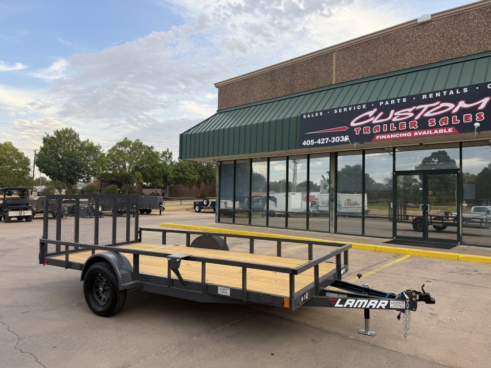 New #158647 2027 LAMAR UC 14 X 77 SINGLE AXLE SQUARE TUBE TOP 3K UTILITY W/ REAR RAMP GATE