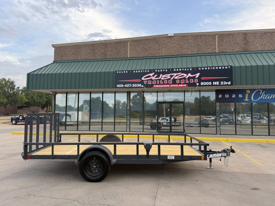 New #158647 2027 LAMAR UC 14 X 77 SINGLE AXLE SQUARE TUBE TOP 3K UTILITY W/ REAR RAMP GATE