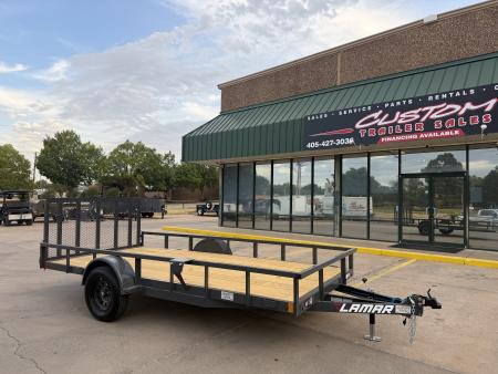 New #158647 2027 LAMAR UC 14 X 77 SINGLE AXLE SQUARE TUBE TOP 3K UTILITY W/ REAR RAMP GATE