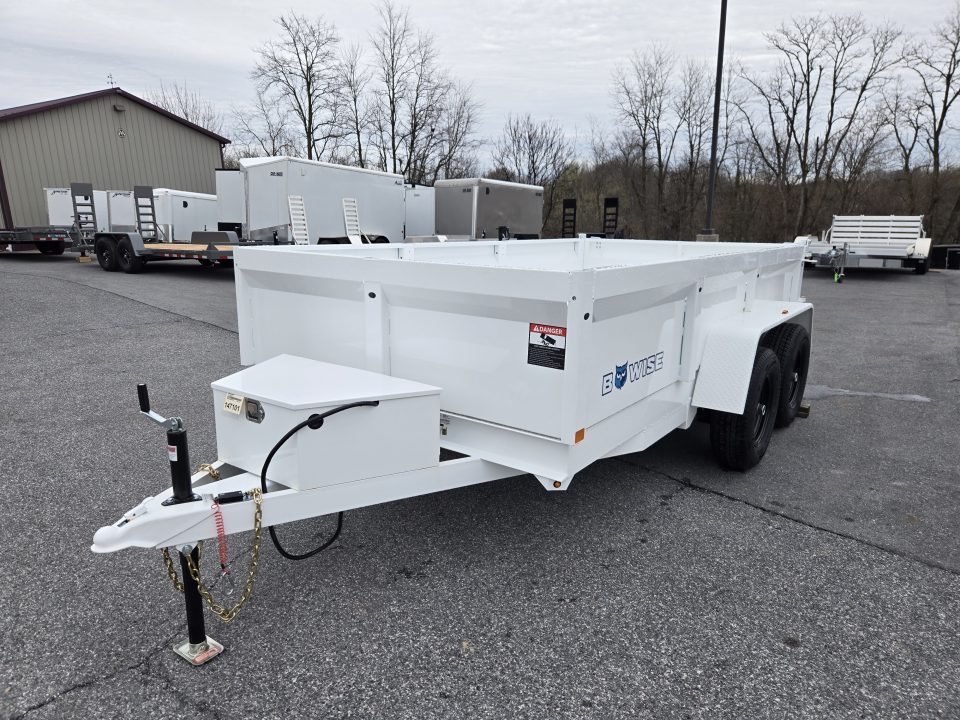 New 6 x 12 B-WISE LE Series Low Profile Dump Trailer, 10K GVWR **White w/Combo Gate, Ramps, D-rings