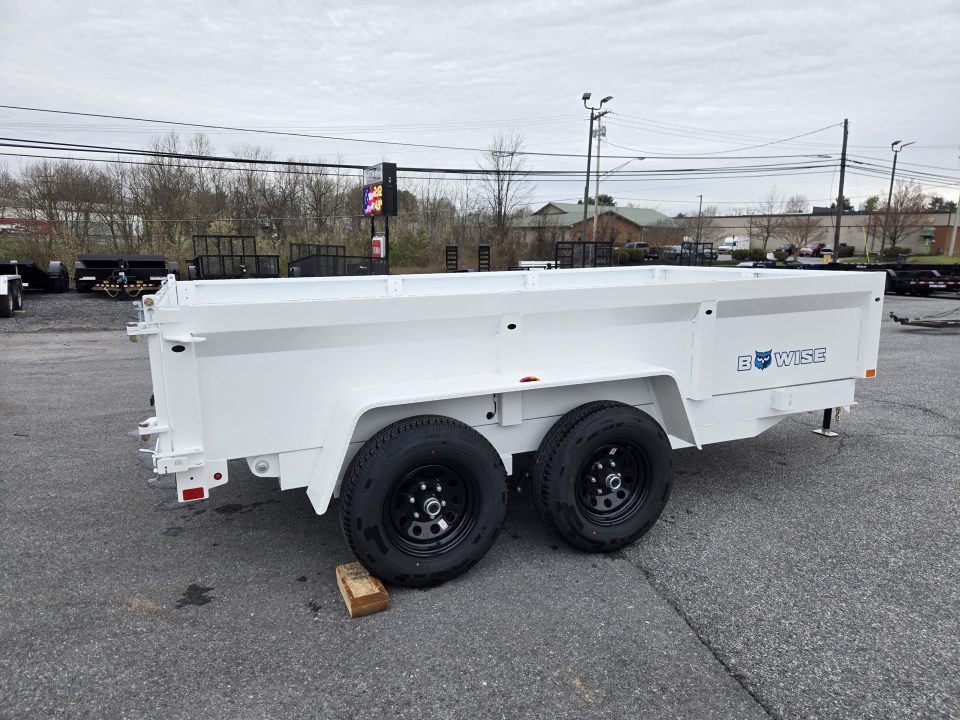 New 6 x 12 B-WISE LE Series Low Profile Dump Trailer, 10K GVWR **White w/Combo Gate, Ramps, D-rings