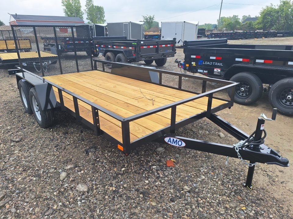 New 2027 AMO 76X14 Lowside Landscape Trailer 1 Axle Brake Led Lights