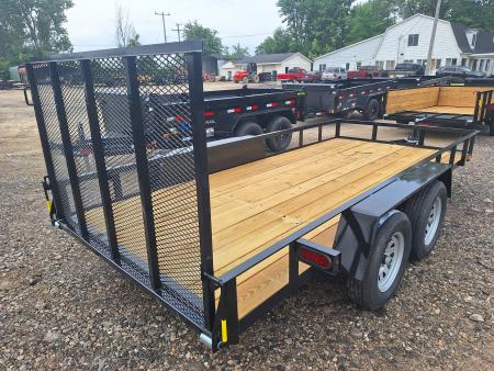 New 2027 AMO 76X14 Lowside Landscape Trailer 1 Axle Brake Led Lights