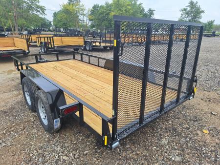 New 2027 AMO 76X14 Lowside Landscape Trailer 1 Axle Brake Led Lights