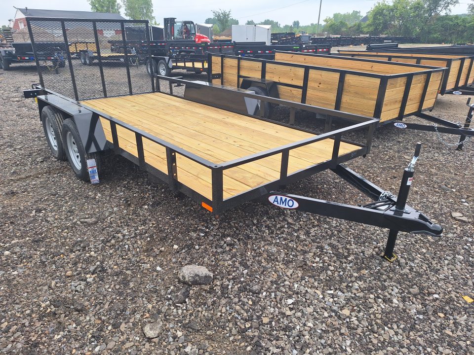 New 2027 AMO 76X14 Lowside Landscape Trailer 2 Axle Brake Led Lights
