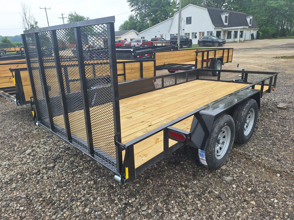 New 2027 AMO 76X14 Lowside Landscape Trailer 2 Axle Brake Led Lights