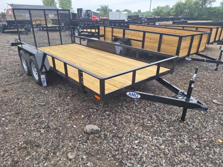 New 2027 AMO 76X14 Lowside Landscape Trailer 2 Axle Brake Led Lights
