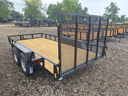 New 2027 AMO 76X14 Lowside Landscape Trailer 2 Axle Brake Led Lights