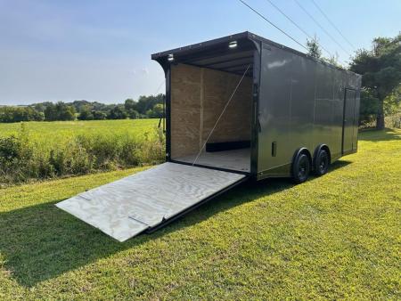 New 2027 Luxe 8.5x20 Car Hauler 5200 lb torsions 7'6" Interior - Charcoal poly-Blackout- Enclosed Car Hauler Car Hauler