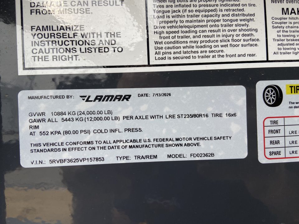 New Lamar 102"x36' Deckover Trailer 24K