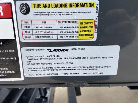 New Lamar 83"X14' Dump Trailer