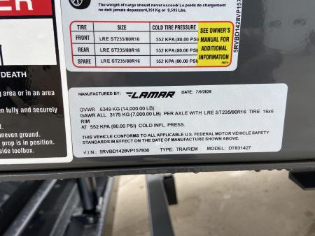 New Lamar 83"X14' Dump Trailer