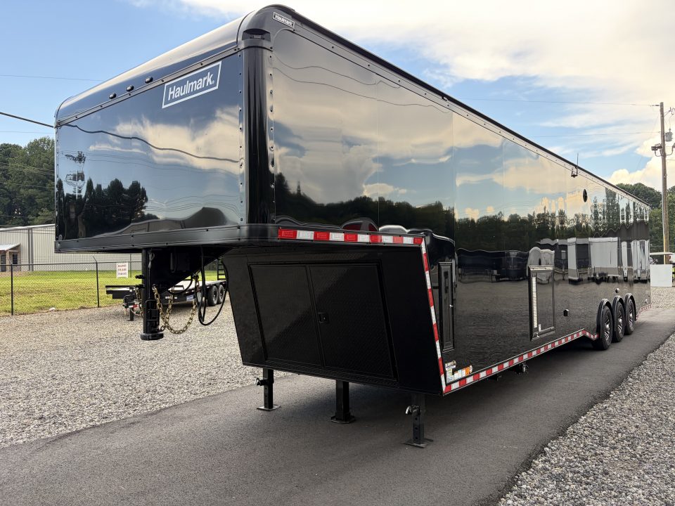 New 2027 Haulmark 44 Gooseneck Bathroom Race Trailer, Polycor, Air Prep, A/C, Awnings, Race Ready