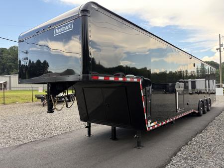 New 2027 Haulmark 44 Gooseneck Bathroom Race Trailer, Polycor, Air Prep, A/C, Awnings, Race Ready