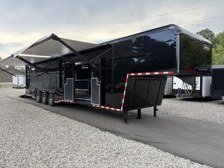 New 2027 Haulmark 44 Gooseneck Bathroom Race Trailer, Polycor, Air Prep, A/C, Awnings, Race Ready
