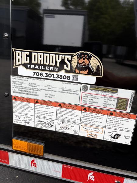 New 2027 Spartan Cargo 8.5x24 Enclosed Trailer, PolyCor, BIG PKG, 12" On Center Frame, 14K GVWR, 60" Triple Tube Tongue, 7' Interior, Heavy Duty Rear Ramp Door