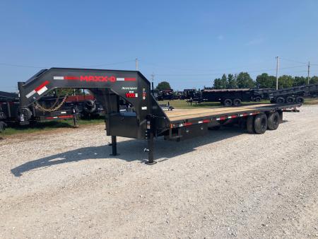 New 2027 MAXX-D 102x32 TANDEM 22.5K GN HYDROTAIL W/ STEEL RUNNERS & WIRELESS REMOTE Flatbed Trailer