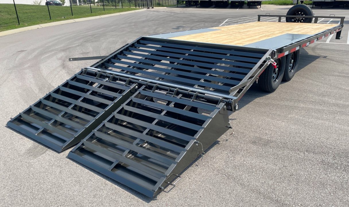New MAXX-D 22' X 102" DOX Deck Over Trailer: 14K GVWR, Maxx Ramps, Spare