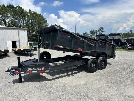 New 2027 Diamond C LPT210 Dump Trailer, 7x16, 10K Super Single Axles, 32" Sides, Swing Tarp, Hydraulic Jack
