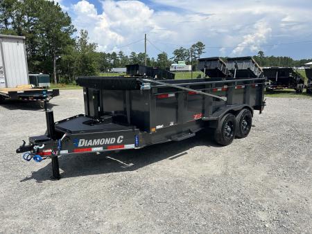 New 2027 Diamond C LPT210 Dump Trailer, 7x16, 10K Super Single Axles, 32" Sides, Swing Tarp, Hydraulic Jack