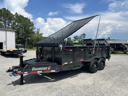 New 2027 Diamond C LPT210 Dump Trailer, 7x16, 10K Super Single Axles, 32" Sides, Swing Tarp, Hydraulic Jack