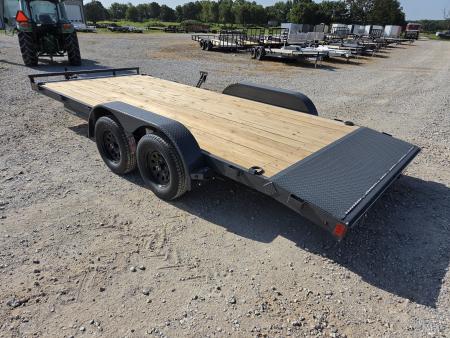 New 2027 Lamar 83X18 TANDEM 7K CAR HAULER W/2' STEEL DOVE & SLIDE OUT RAMPS