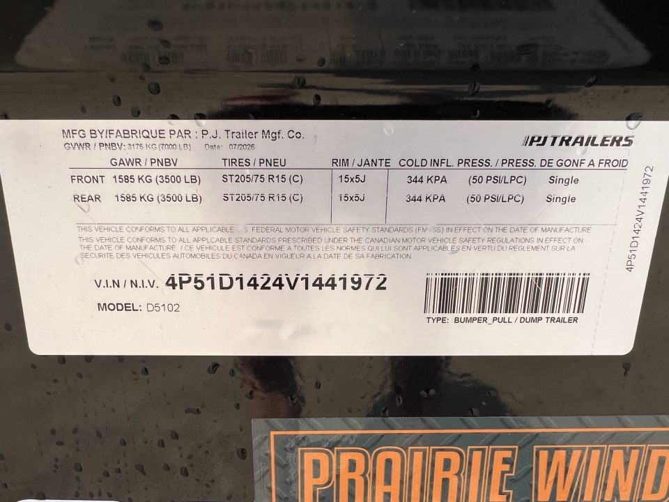 New 2027 PJ Trailers 10' D5 Dump Dump Trailer