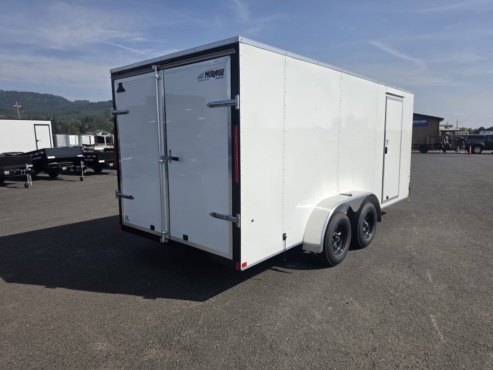 New 2027 Mirage 7x16 EXPO Round Front Flat Top Enclosed Trailer 7K GVWR
