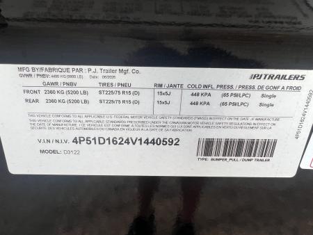 New 2027 PJ Trailers 72 X 12 D3 Dump Trailer