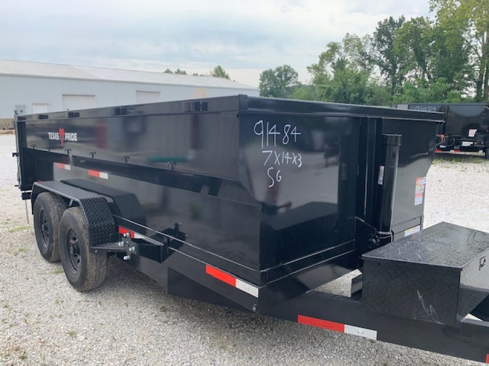 New 2026 Texas Pride Trailers 7x14x3 TA Bumper Pull , with spreader gate, 14k axles Dump Trailer